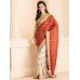 CS-24 RED AND WHITE CONTRAST HALF AND HALF SAREE WITH GOLD BLOUSE