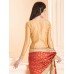 CS-24 RED AND WHITE CONTRAST HALF AND HALF SAREE WITH GOLD BLOUSE