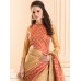 CS-28 PEACH BROCADE SAREE WITH MATCHING BLOUSE